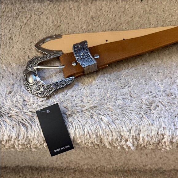 SHEIN Brown Western Belt with Silver Buckle - Picture 1 of 3